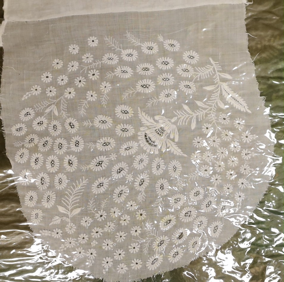 A large 19th century book of hand white worked samples of cap backs, possibly from Normandy and Northern France (approximately 96 sample pages)
